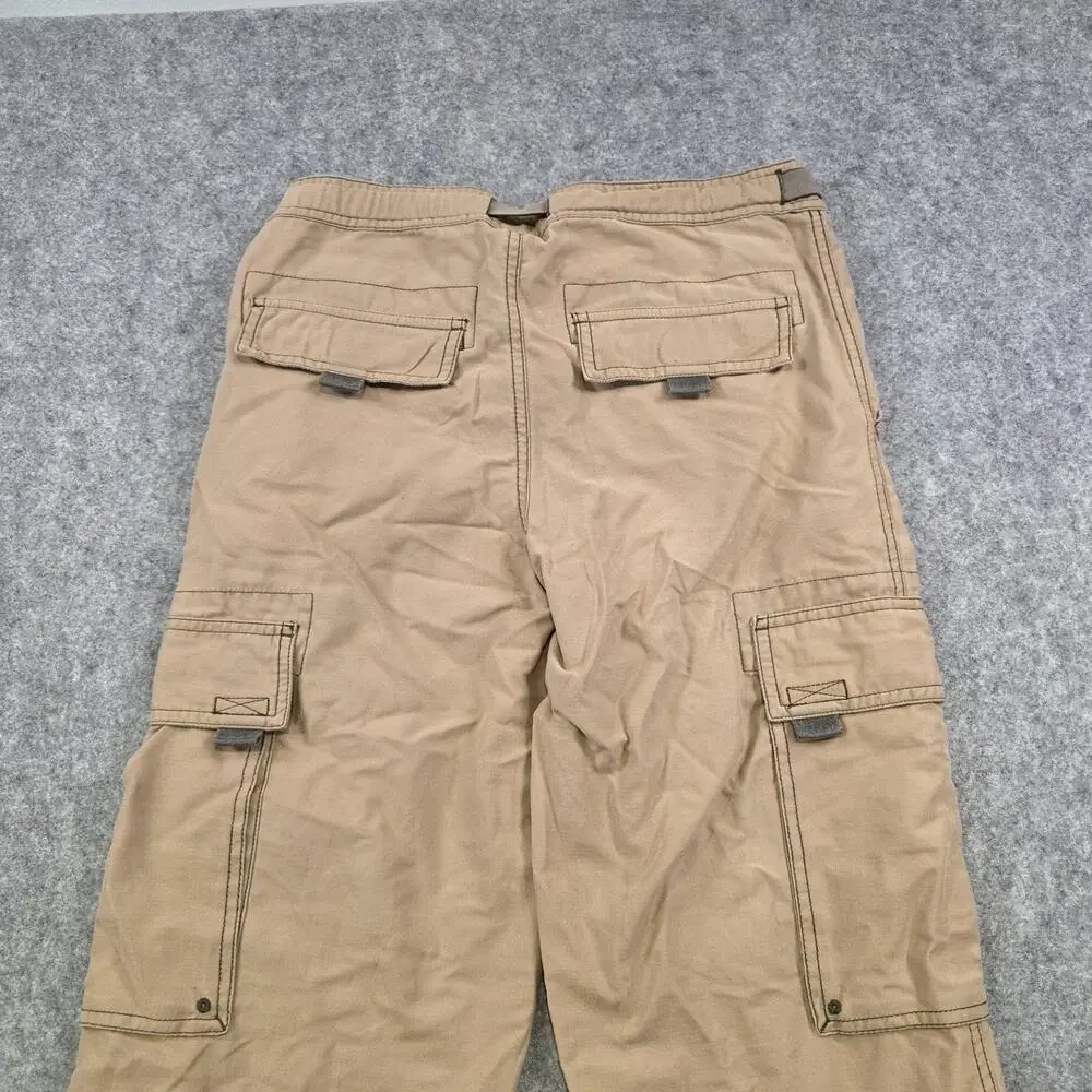 VTG Y2K Gap Pants Boys Youth XL Khaki Cargo Elastic‎ Hem Belted Outdoor Hiking